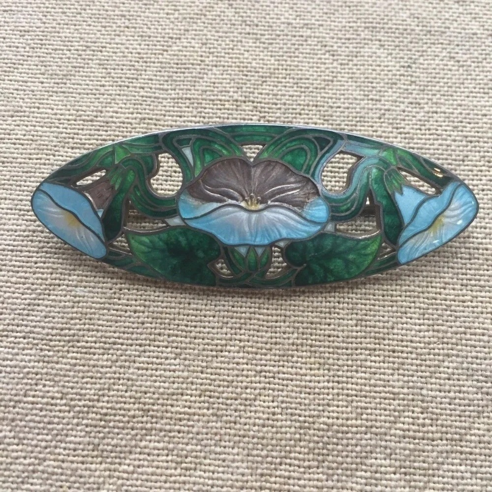 Genuine Cloisonne Sterling Enamel Pin Flower